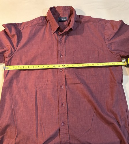Basic Editions Easy Care Mens Maroon Long Sleeve Button Up Shirt Size Large - Picture 4 of 5