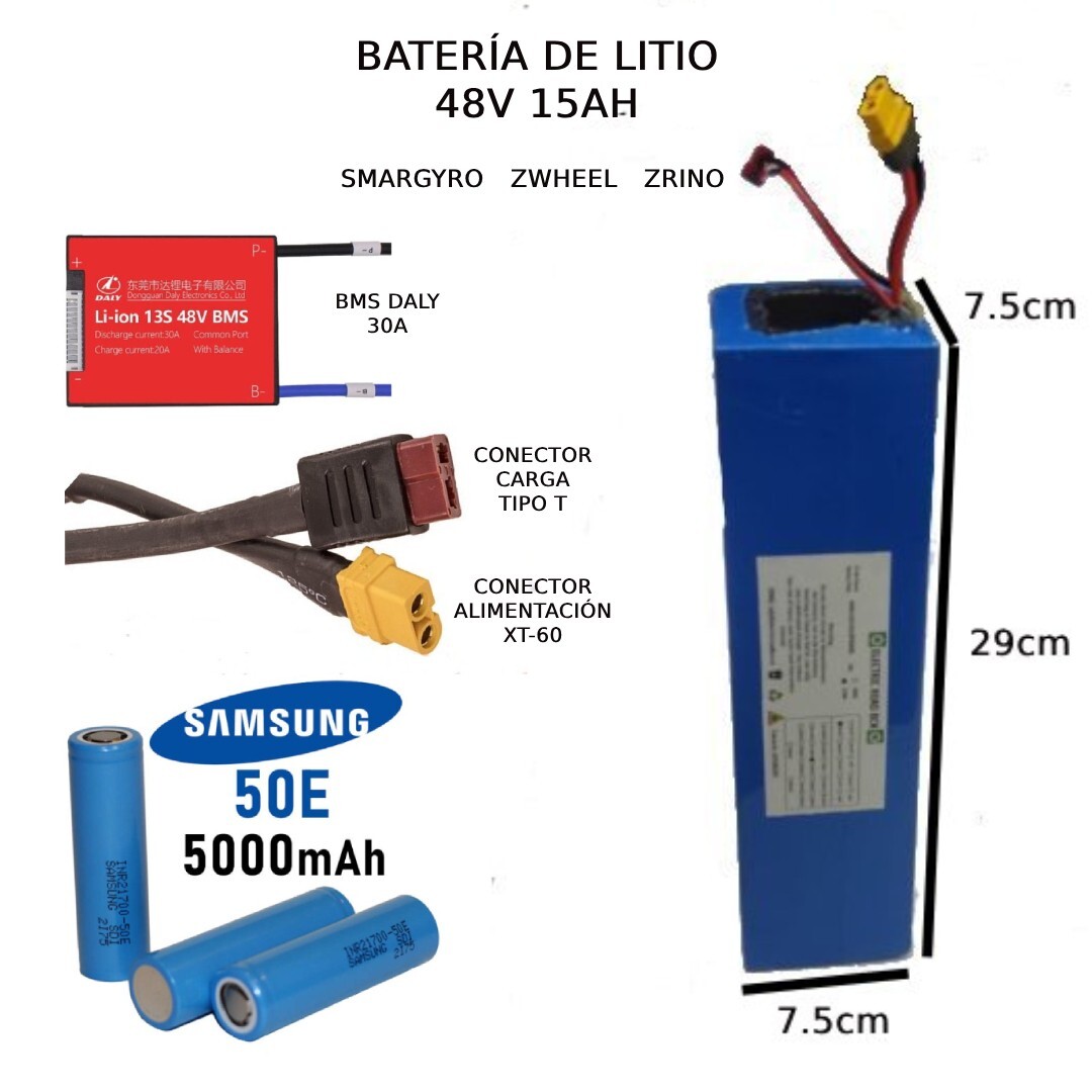Batería De Litio 48v 15AH Para Patinete Eléctrico