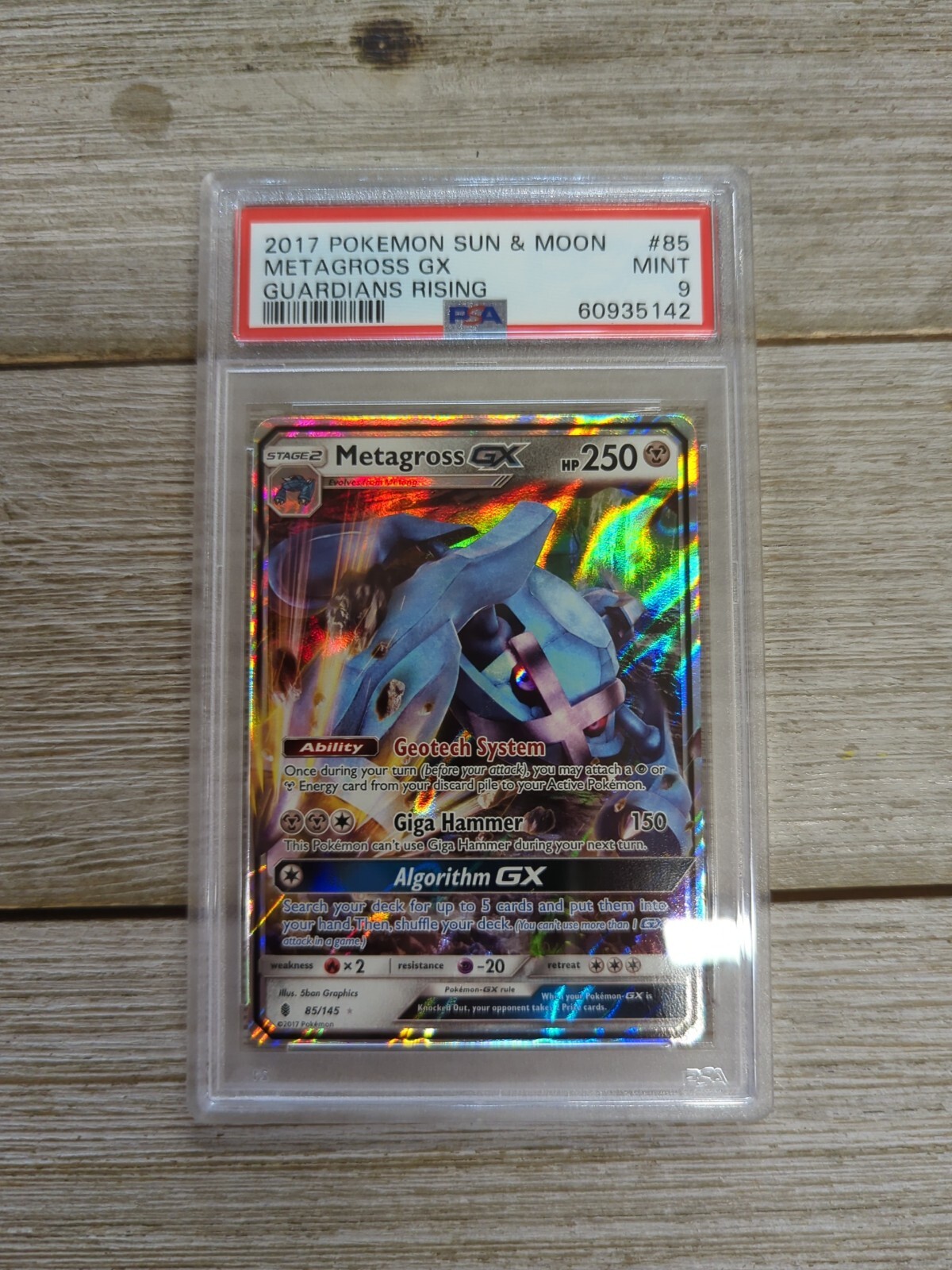 PSA 9 2017 Pokemon Sun & Moon Metagross GX Guardians Rising #85