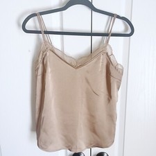 NWT Abercrombie Fitch Tan Lace Detail Silky Camisole Size Small