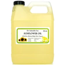 Organic Refined Sunflower Oil High Oleic 2 oz up to gallon  Cold Pressed