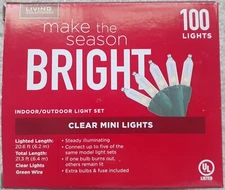 Living Solutions 100 Incandescent Clear Mini Lights NIB
