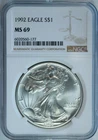 1992 American Silver Eagle / NGC MS69 /  "READ"
