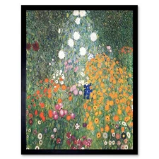 Gustav Klimt Flower Garden 1907 Old Master Painting 12X16 Inch Framed Art Print