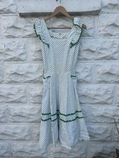 Vintage 1960  s Dress Women  s White Polka Dot Fit Flare Tea Party
