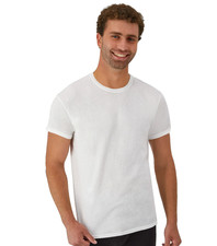 Hanes Men s White Crew T-Shirts 3-Pack Cotton Undershirt Size M