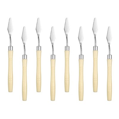 8pcs Painting Palette Knife 6.3'' with Pointed Stainless Steel Blade, Beige