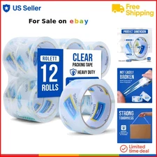 Packing Tape 12 Rolls Clear Heavy Duty Packaging Sealing for Shipping & Storage