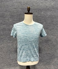 Womens Regular Blue Heathered Crewneck Knit Short Sleeve T-Shirt Tee Top