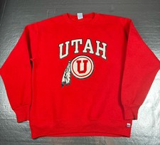 Vintage 90s Russell Athletic University of Utah Utes Red Crewneck Sweatshirt L