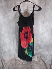 Xhilaration Women’s Black Floral Sundress Braided Straps Empire Waist Size S