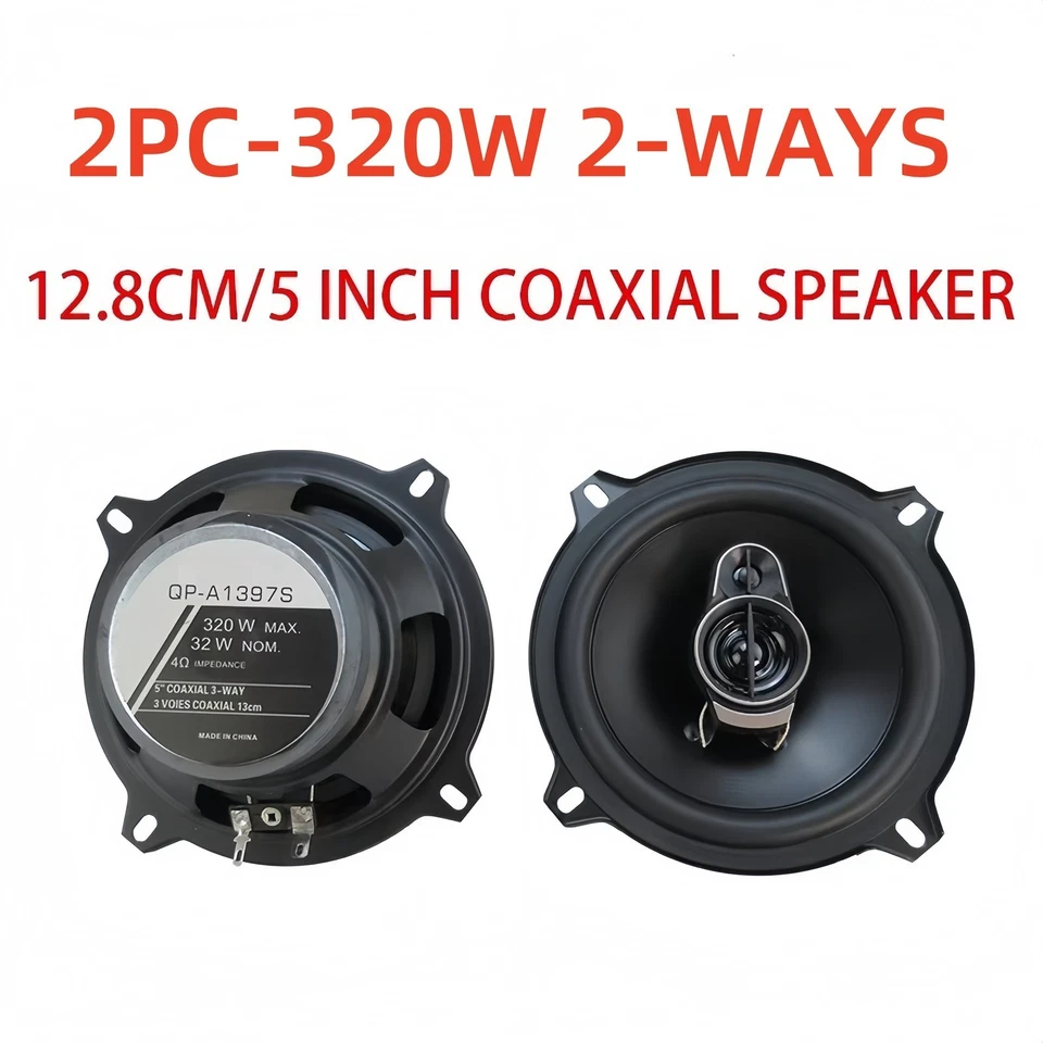 5" Car HiFi Stereo Coaxial Speaker 4 Way 320W MAX For Car Door Audio Upgrade New - Image 2 of 4