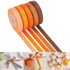 5 Rolls 3/8 inch Terracotta Orange Double-Faced Satin Ribbon, 50 Yards Total