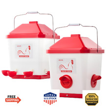 VEVOR Automatic Chicken Feeder  Waterer Set, 40lbs/5gal, Rainproof, 3 Food/6 Wa