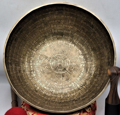 11 inch Om Mane Padme Hum Bowl-Handmade Tibetan Singing Bowl-Relaxing Sound Bowl