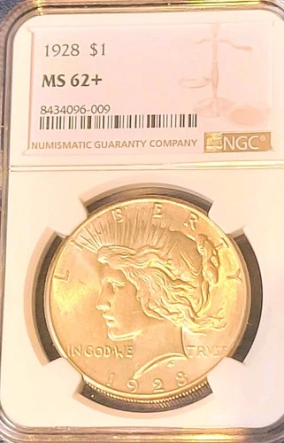 1928 $1 Peace Dollar MS 62+ NGC Nice Coin! Looks 63+