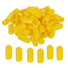 100pcs 6mm Rubber End Caps Cover PVC Vinyl Screw Thread Protector Yellow