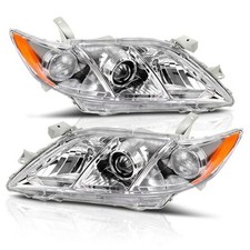 Projector Headlight Chrome Housing Amber Reflector Clear Lens Fit 07-09 Camry