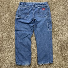 Dickies Men's Carpenter Jeans Size 38x30 Straight Workwear Blue Denim Relaxed