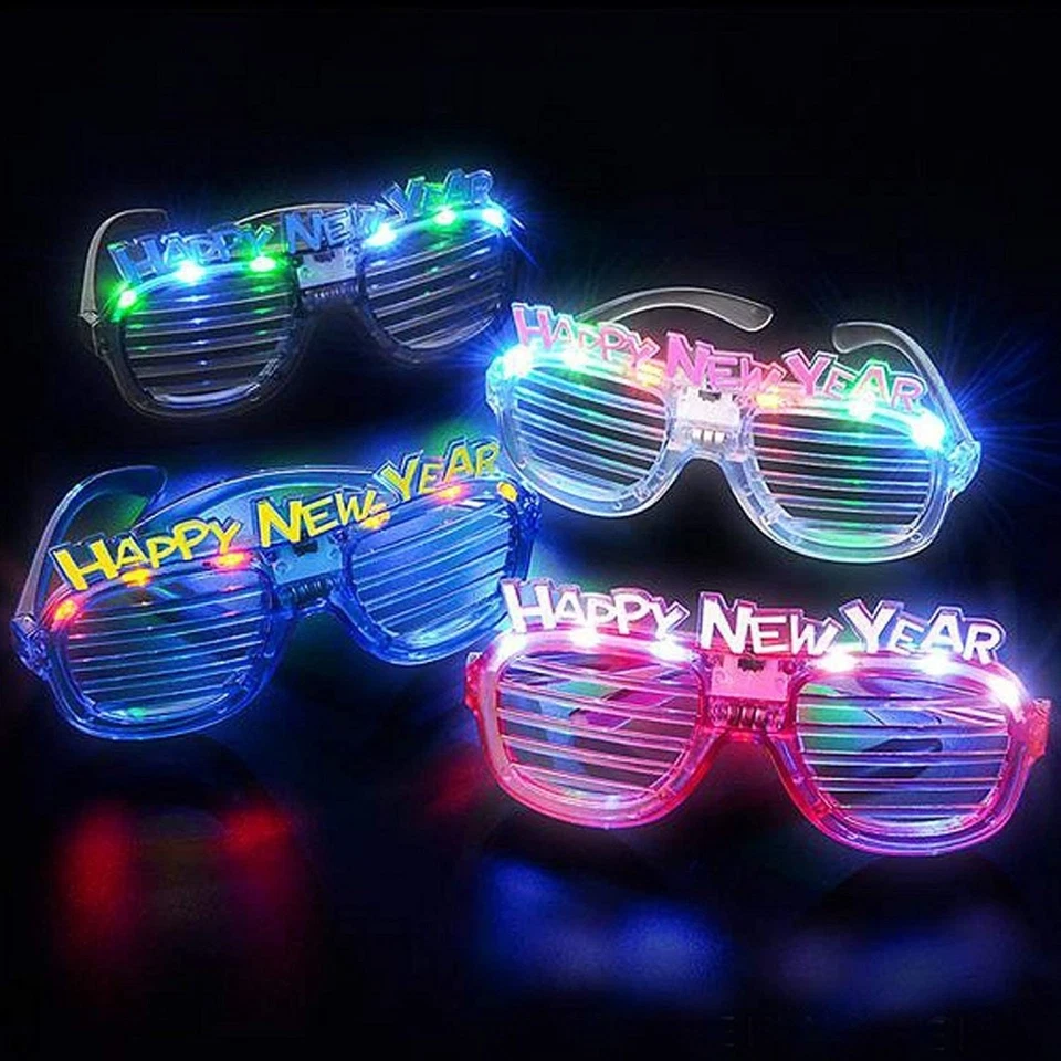 Gafas con luz LED brillantes intermitentes decoración de fiesta para feliz año nuevo Foto 4 de 4