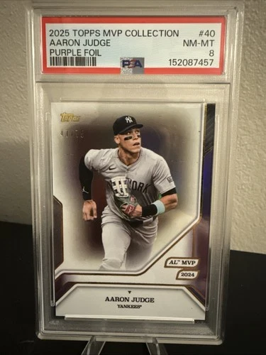 2025 Topps MVP Collection - Aaron Judge /75 Purple Foil #40 Yankees PSA 8 NM-MT