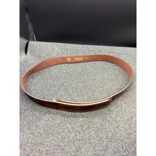 Duluth Trading Co Brown Leather Buckleless Work Belt 44 Made in USA 61024