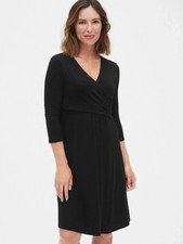Gap Maternity Black 3/4 Sleeve Wrap Dress #181407 NWT! S Small
