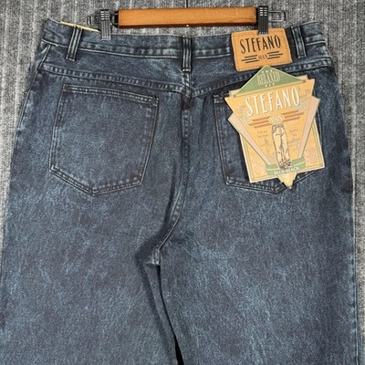 Vintage Stefano Man Jeans Mens 38x31 Blue Dark Wash Relaxed Tapered Leg Denim