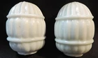 2 Vintage Milk Glass Ribbed Barrel Shape Bird Cage Feeders