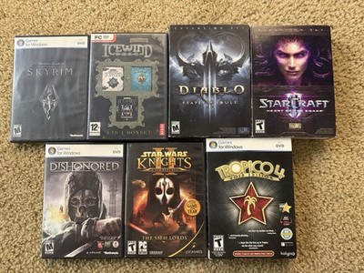 Starcraft 2 Diablo 3 Tropico 4 Skyrim Icewind Dale Star Wars Kotor 2 PC Games