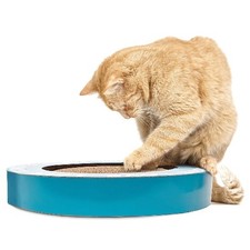 Cat Scratcher-Round Track with Spinning Ball-Love Print-14" dia