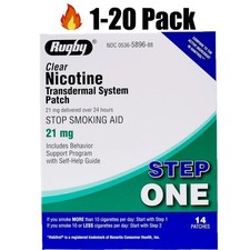 1-20 Pack Rugby Clear Nicotine 21mg Transdermal System Patch Step 1 Exp 06/2028