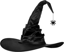 Women Witch Hat Large Ruched Halloween Witch Hat Costume Accessory Wizard Hat