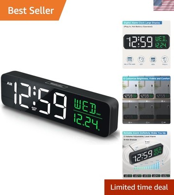 Elegant Large Display Digital Alarm Clock with USB Port & Auto DST Feature