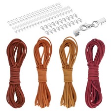4 Pcs Faux Leather Cord for Art Craft, Orange Yellow/Red Series