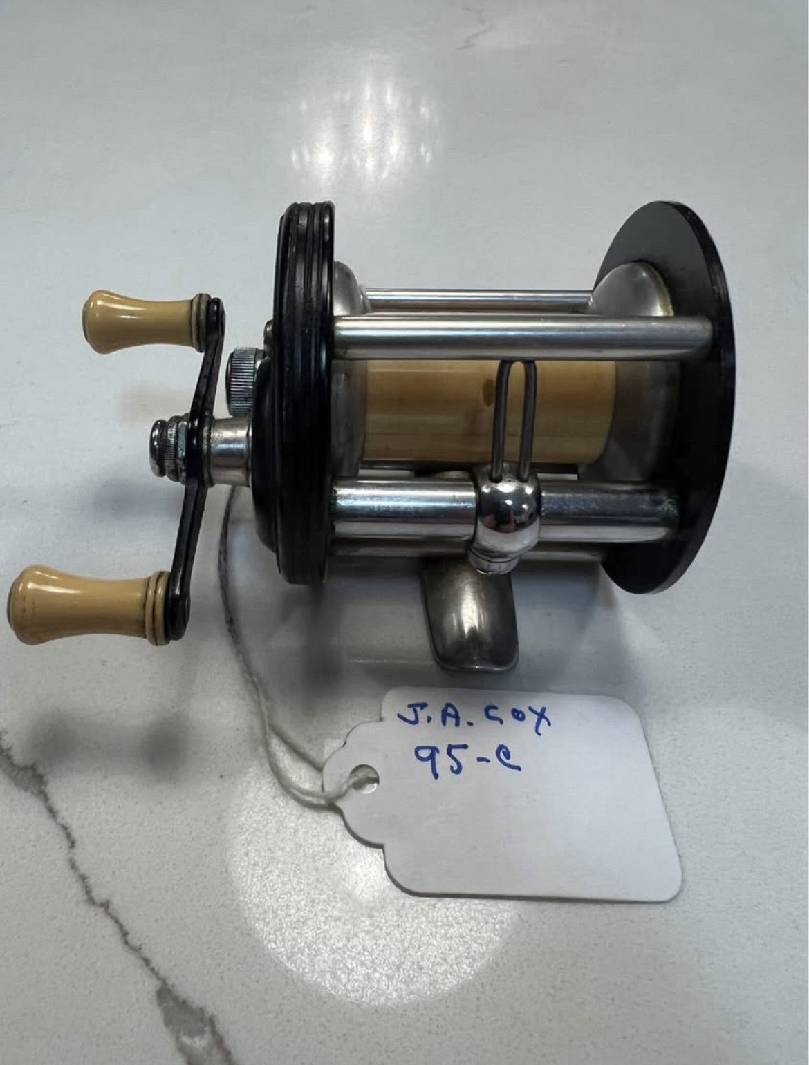 J.A. Cox Model 95-C Vintage Casting Fishing Reel with Original Case