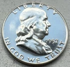 1957 Proof Franklin Half Dollar 90% Silver-INV#8327