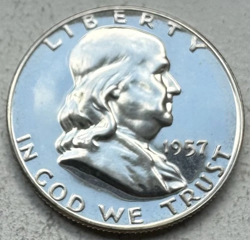 1957 Proof Franklin Half Dollar 90% Silver-INV#8327