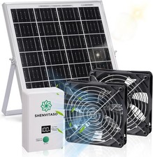 Solar Powered Exhaust Fan With Battery 25w Solar Panel Dual 5.5 Inch Fans 450
