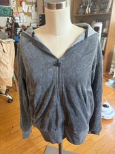 Champion Women  s Full Zip Hooded Fleece Hoodie Gray Solid Size S Cotton Blend