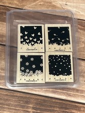 2006 STAMPIN' UP GENTLY FALLING Wood Rubber Stamp set of 4 SNOW HEART LEAF