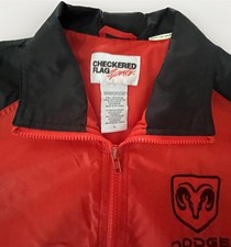 Vintage Dodge Racing Jacket Red Black Checkered Flag Sports Mens L Full Zip Vintage Dodge Racing Jacket Red Black Checkered Flag Sports Mens L Full Zip