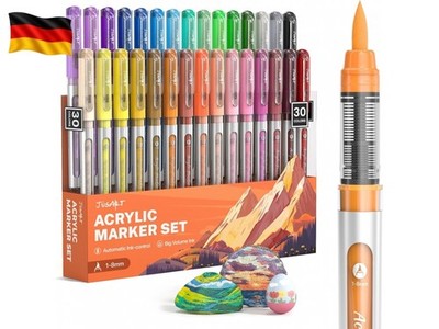 Acrylstifte 30 Farben set,1 8 mm Wasserfester Acrylmarker Pinsel Tip, für st