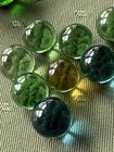 16 Vintage Purie Marbles -  Clear Emerald Green & Light Green Blue & Shooters.  — photo 3
