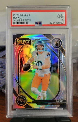 2024 Panini Select Bo Nix #221 Club Level Silver Prizm PSA 9 RC Denver Broncos