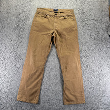 Chaps Pant Men's 32x30 Brown Cotton Chino Straight Leg Business Preppy Career