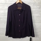 NWT Notations Women's 1X Long Sleeve Button Front Shirt Jacket Blazer Purple