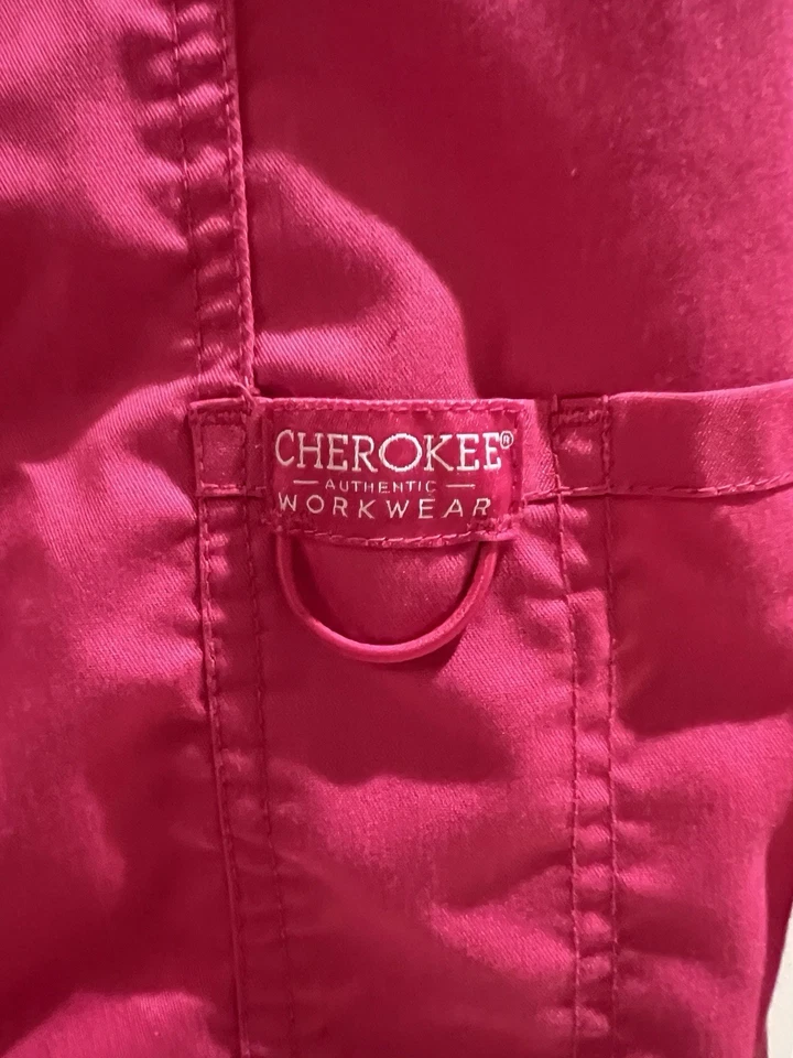 CHEROKEE WORKWEAR REVOLUTION SNAP FRONT 3 POCKET JACKET WW310 pink RED - Image 3 of 4