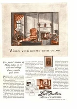 1929 Lowe Brothers Co. Paints & Varnishes Living Room Fireplace Hearth Print Ad