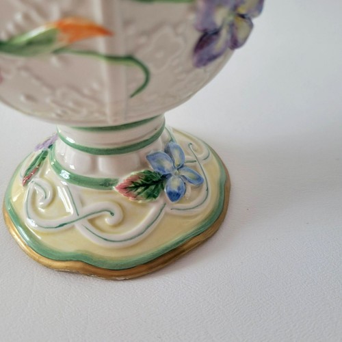 Vintage Fitz & Floyd Garden Rhapsody Candy Jar & Lid 3D Pink Blue Green Floral - Picture 7 of 10